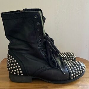 Jeffrey Campbell 2000’s Studded Black Leather Ankle Combat Boots